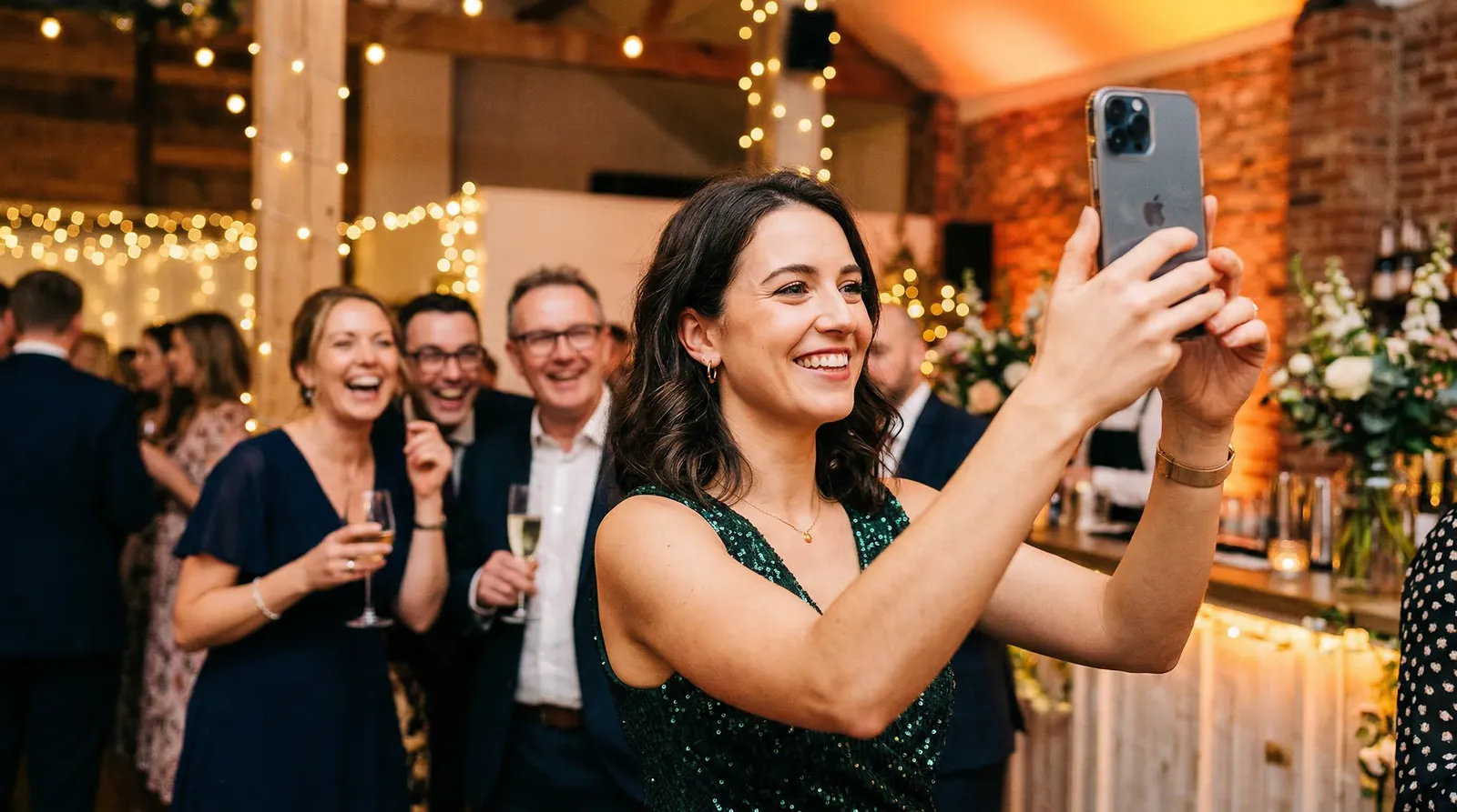 Guests capturing candid moments at an event