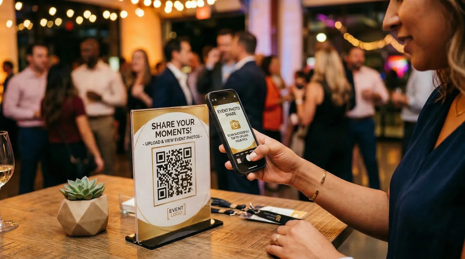 Guest scanning a QR code with their phone